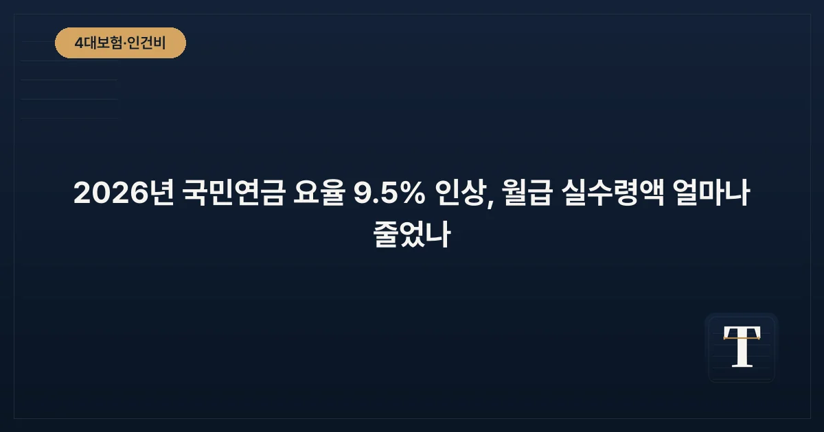 2026년 국민연금 요율 9.5% 인상, 월급 실수령액 얼마나 줄었나