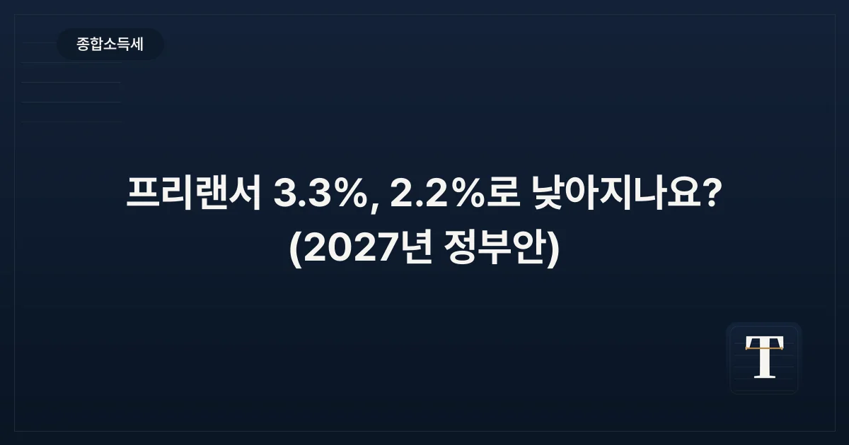 프리랜서 3.3%, 2.2%로 낮아지나요? (2027년 정부안)