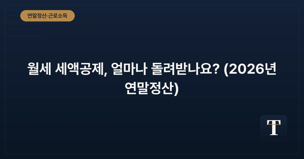 월세 세액공제, 얼마나 돌려받나요? (2026년 연말정산)
